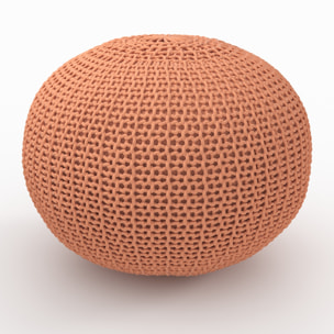 Pouf tricot rond rose poudré D40 cm - Elisa