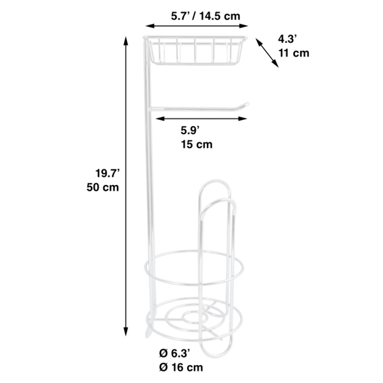 Réserve, Porte rouleaux & Support téléphone sur pied Acier LILO Blanc mat MSV