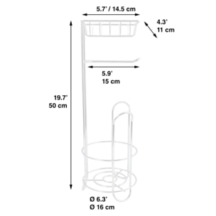 Réserve, Porte rouleaux & Support téléphone sur pied Acier LILO Blanc mat MSV