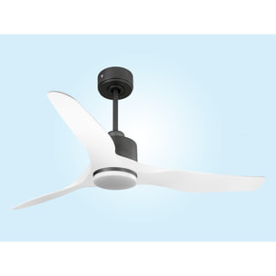 Ventilador de techo Reversible Termostato Dimable Wifi Motor DC Techos Inclinados Mando a Distancia Luz tres tonos Adaptador 2/3 Aspas Hypersilence Memoria ThassosD127C03LED65254 PURLINE