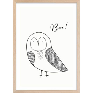 Affiche dessin ""hibou boo"" Affiche sous cadre bois