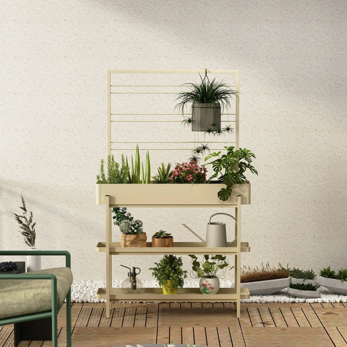 Fioriera Paganella, Complemento d'arredo, Articolo decorativo, Accessorio d'arredo, 96x24 h155 cm, Panna