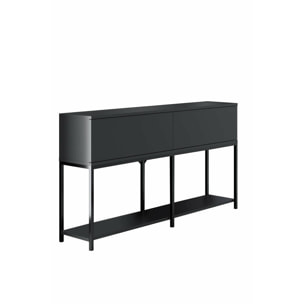 Credenza Djimsit, Buffet da soggiorno, Madia da salotto, Dispensa da cucina, 150x30h80 cm, Antracite e Nero