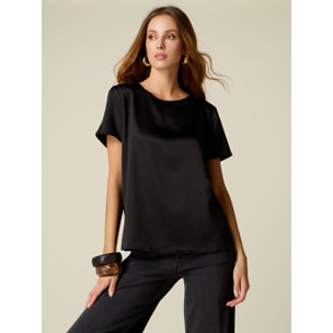 Oltre - T-shirt bimaterica - Nero