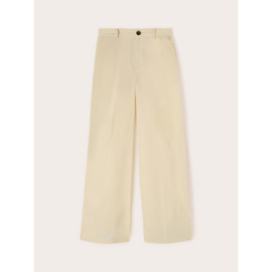 Motivi - Pantalones de pierna ancha de algodón - Blanco