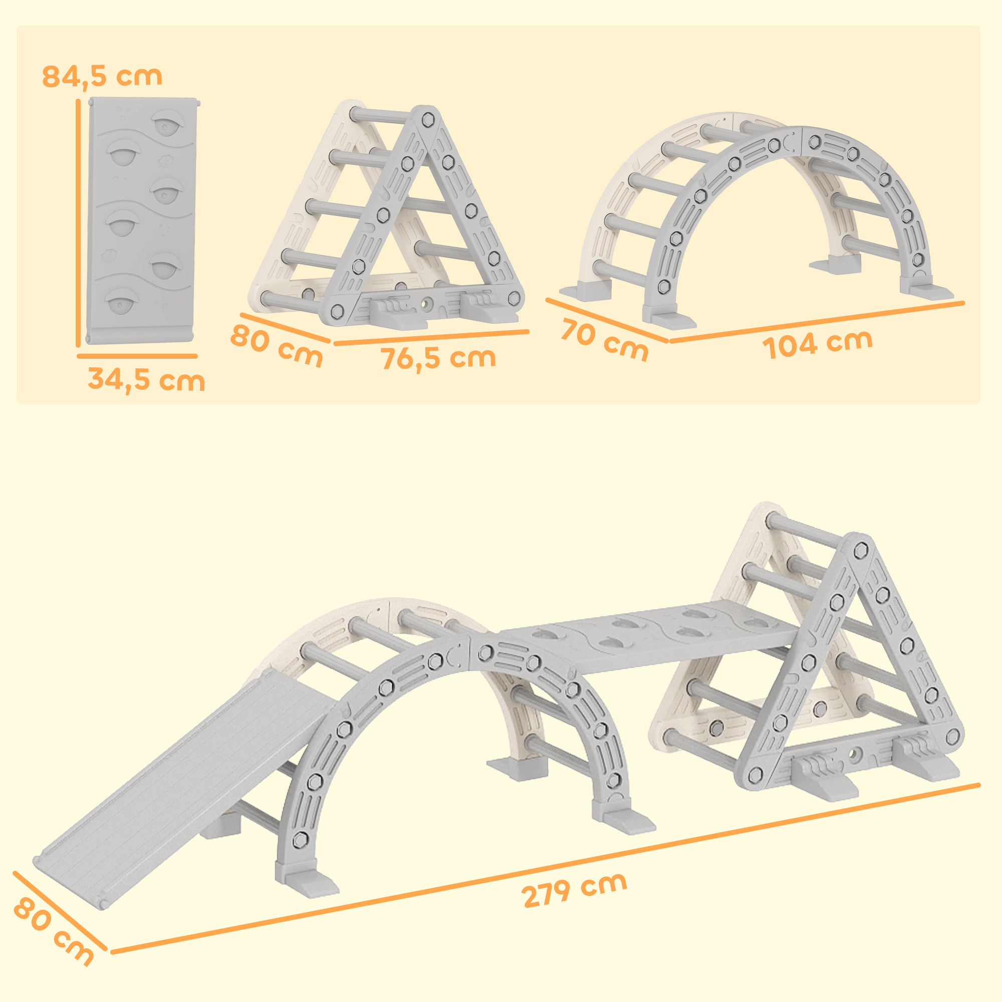 Triangle escalade enfant arc d'escalade rampe double-face pour grimper glisser chaise à bascule HDPE gris