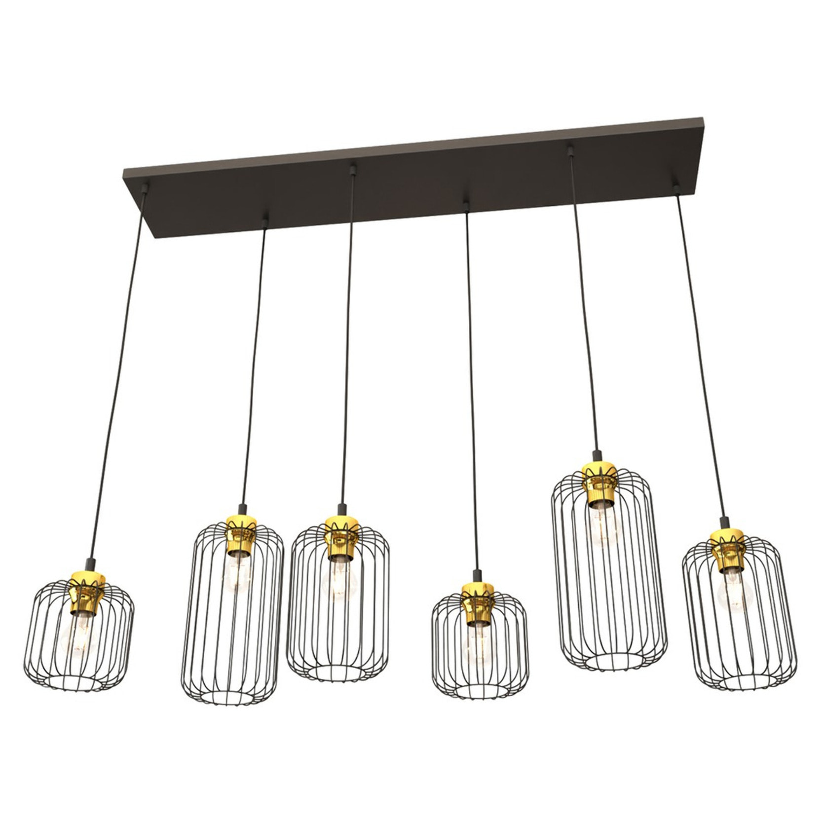 Lampada a sospensione VANDER in acciaio nero e oro