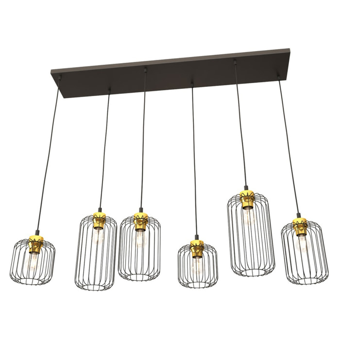 Lampada a sospensione VANDER in acciaio nero e oro