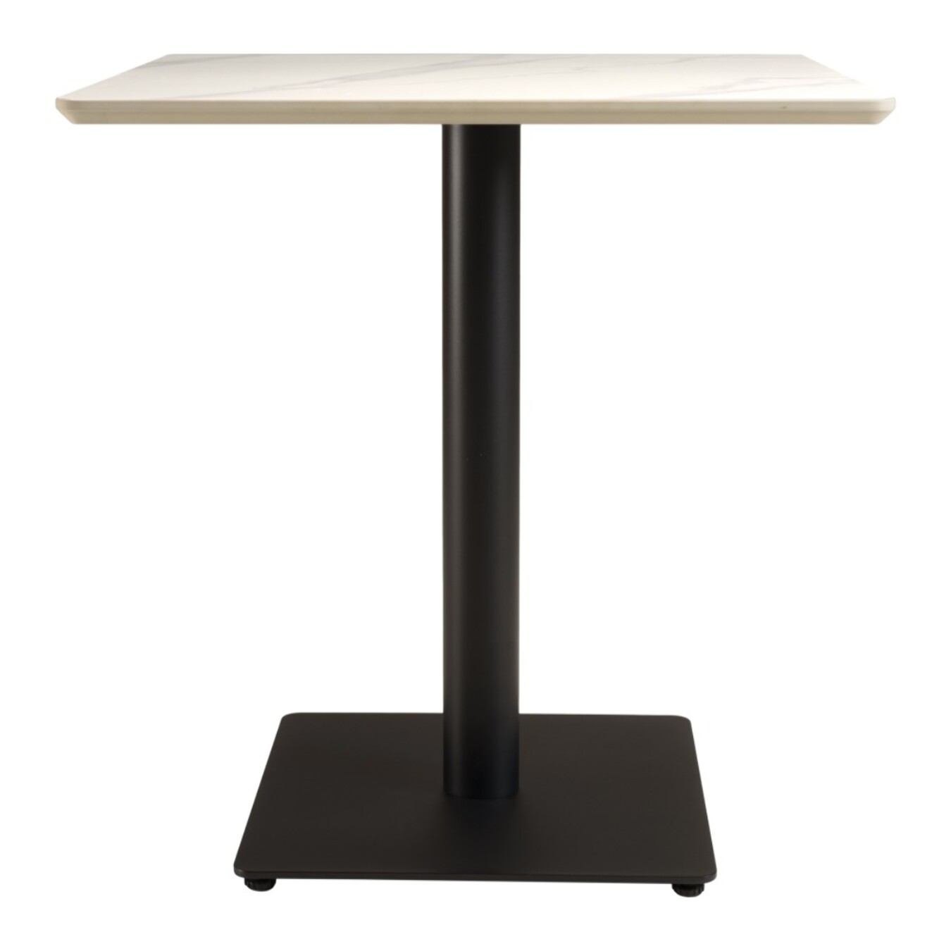 ICARE - Ensemble n°2: table bistrot 70x70cm en céramique marbré blanc