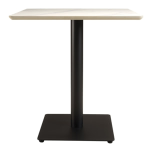 ICARE - Ensemble n°2: table bistrot 70x70cm en céramique marbré blanc