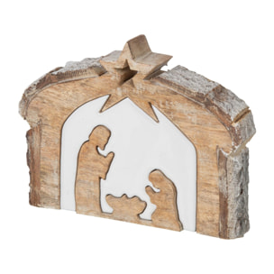 J-Line Crèche - bois de manguier - naturel/blanc - medium