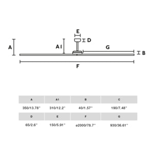 BIGWOOD 20 XL Ventilatore a soffitto bianco/pino