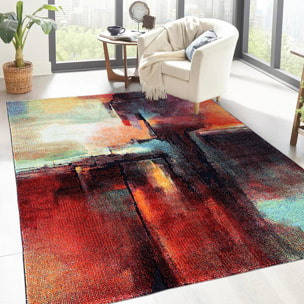 Petit tapis aux motifs multicolores abstraits