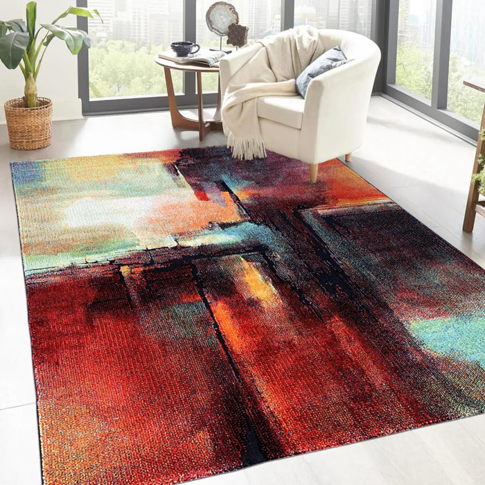 Petit tapis aux motifs multicolores abstraits