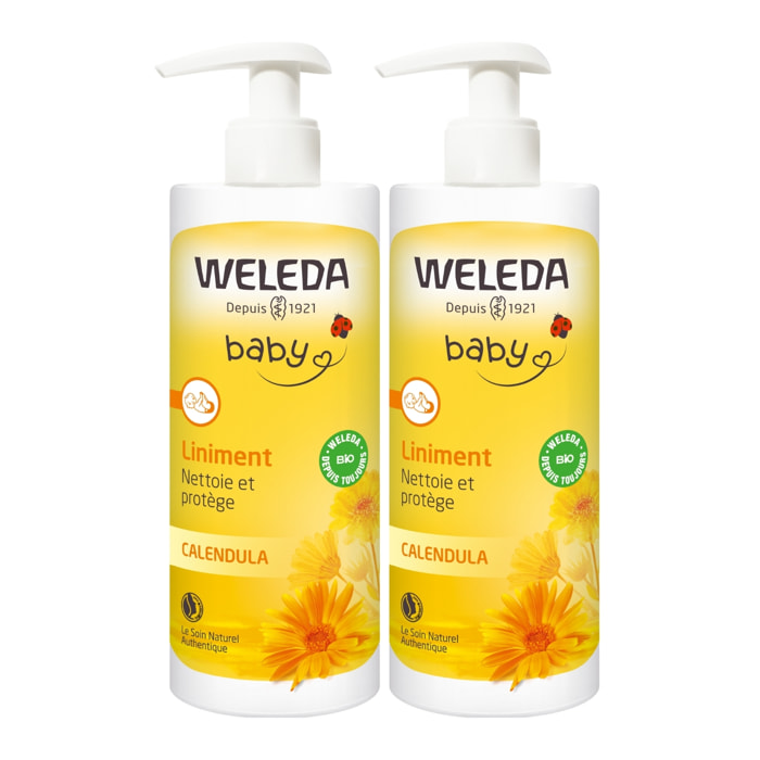 WELEDA - Duo Liniment - Soin nettoyant pour le change - Vegan* - Certifié Natrue** - Flacon 400 ml x 2