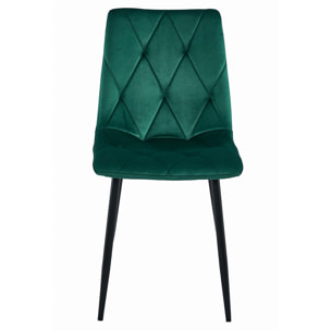 Sedia Libra in Velluto Verde Bosco con Gambe Nere