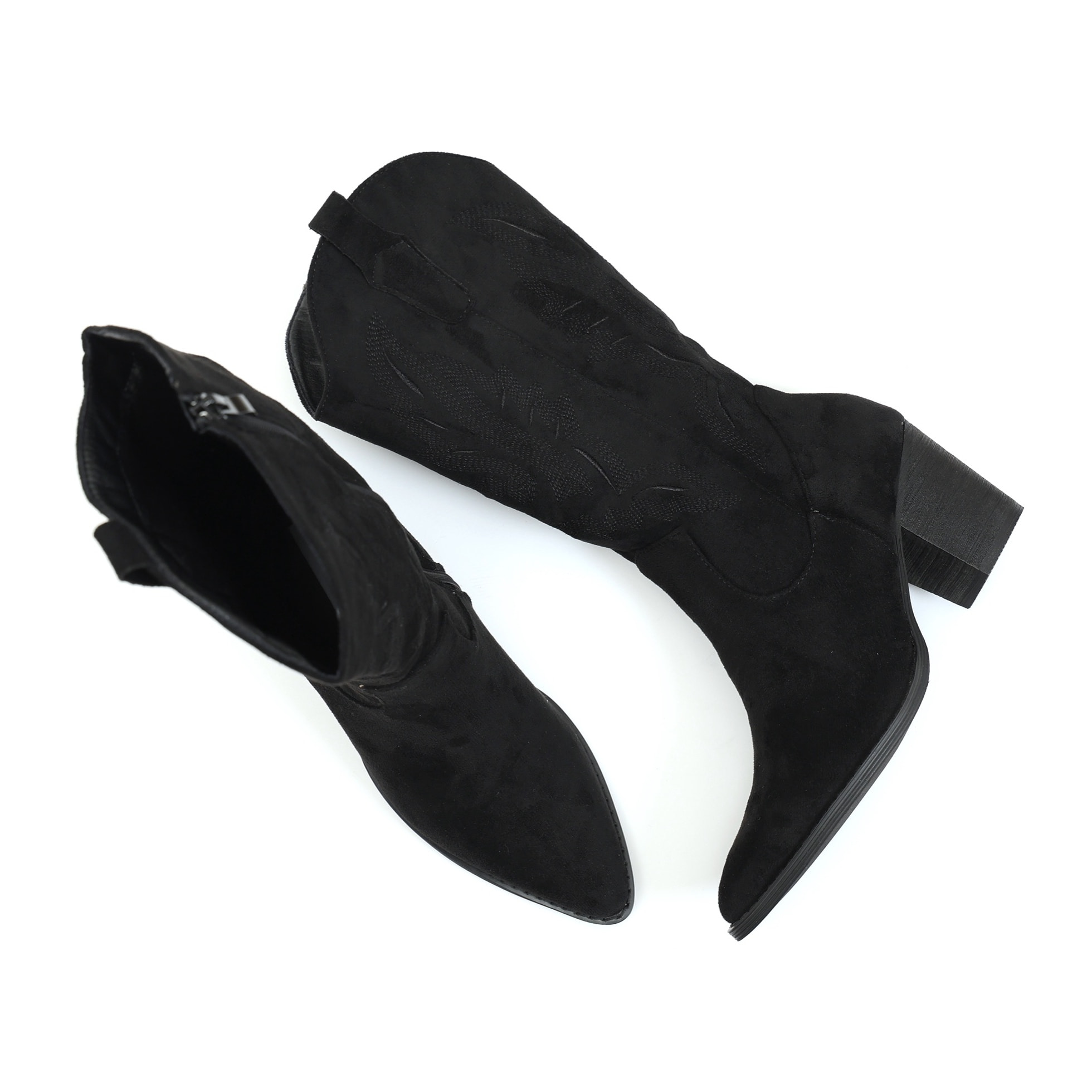 Stivali texani in simil pelle scamosciata con ricamo