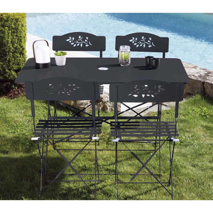 Ensemble table et chaises de jardin - 4 places - Gris Anthracite - VENONE