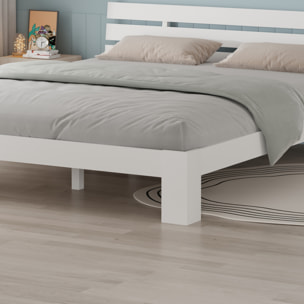 Lit en bois avec tête de lit 160x200cm blanc FINN