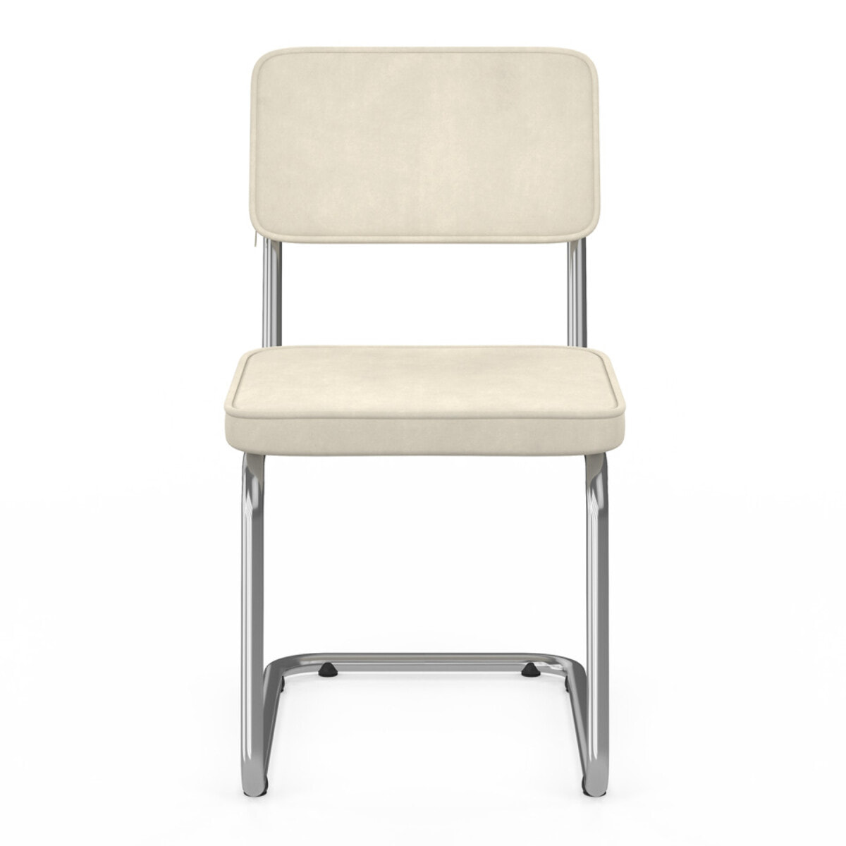 Chaises Naya en velours crème et pied métal - lot de 4