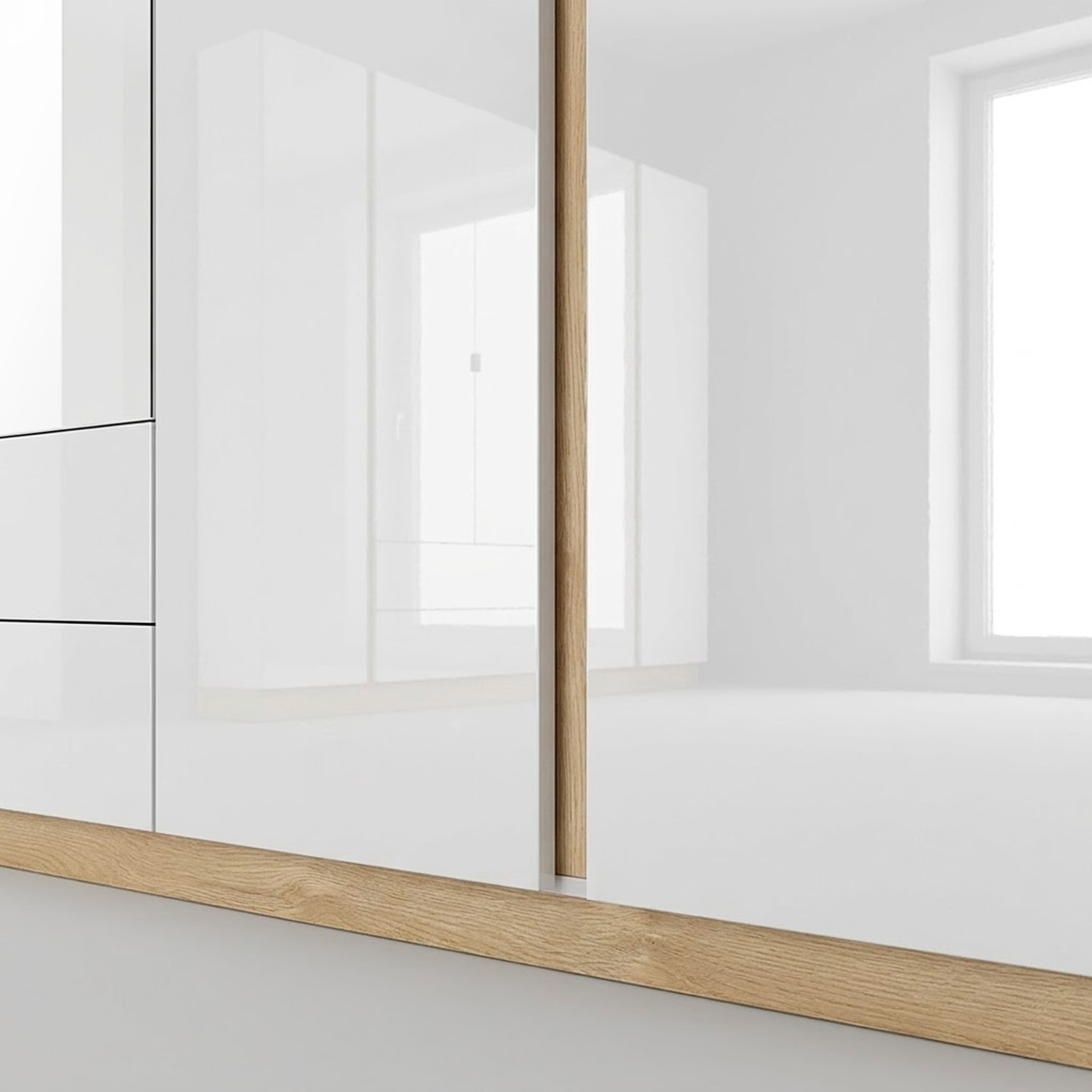 Armadio 4 Ante Con Cassetti Ripiani Guardaroba Moderno Multiuso Camera Da Letto Cameretta 2 Cassetti Salvaspazio 220 x 202.4 x 54 Cm Bianco E Rovere