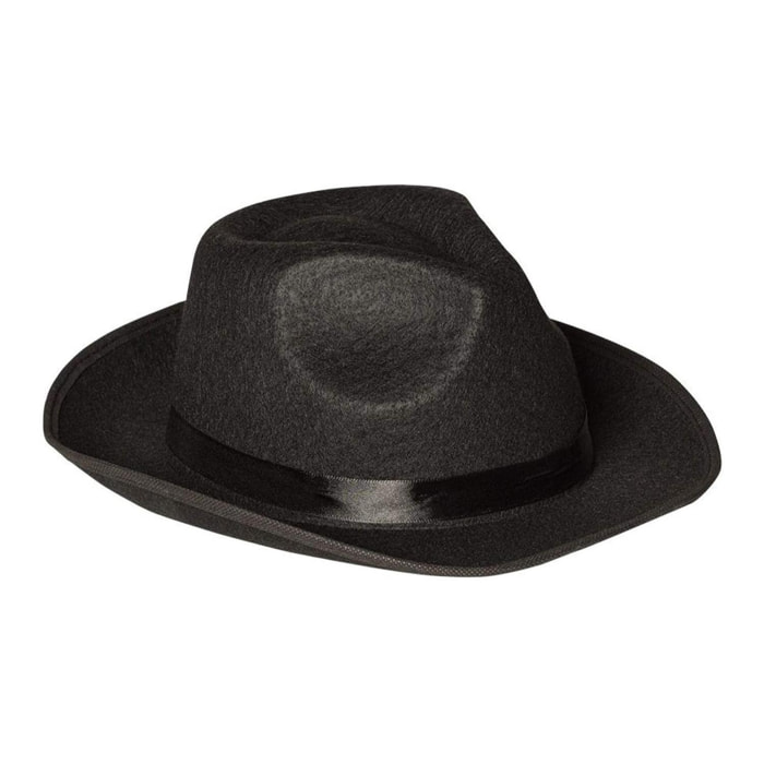 Accessorio Costume Carnevale Cappello Gangster Feltro Nero Taglia Unica Uomo