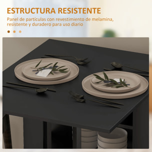 Mesa Plegable de Comedor, Mesa de Cocina Plegable, con Ruedas, Alas Abatibles, Estantes, Hasta 4 Personas, para Salón, Espacio Pequeño, 120x60x75 cm, Negro