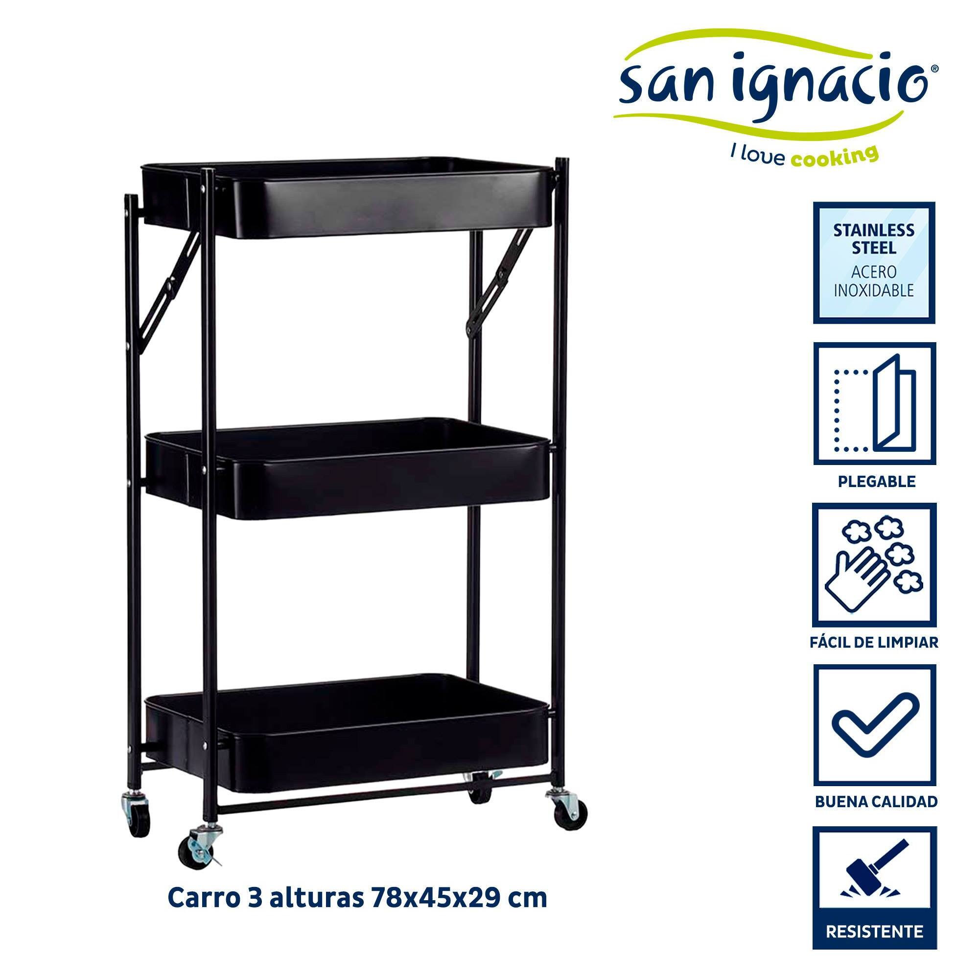 Carro 3 alturas plegable negro colección kinvara