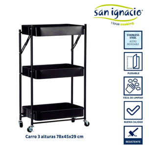 Carro 3 alturas plegable negro colección kinvara