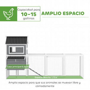 Gallinero para Exterior Gallinero de Madera Jaula Grande para 10-15 Gallinas con Columpio Perchas Bandeja Extraíble y Rampa 315,5x150,5x140,5 cm Gris