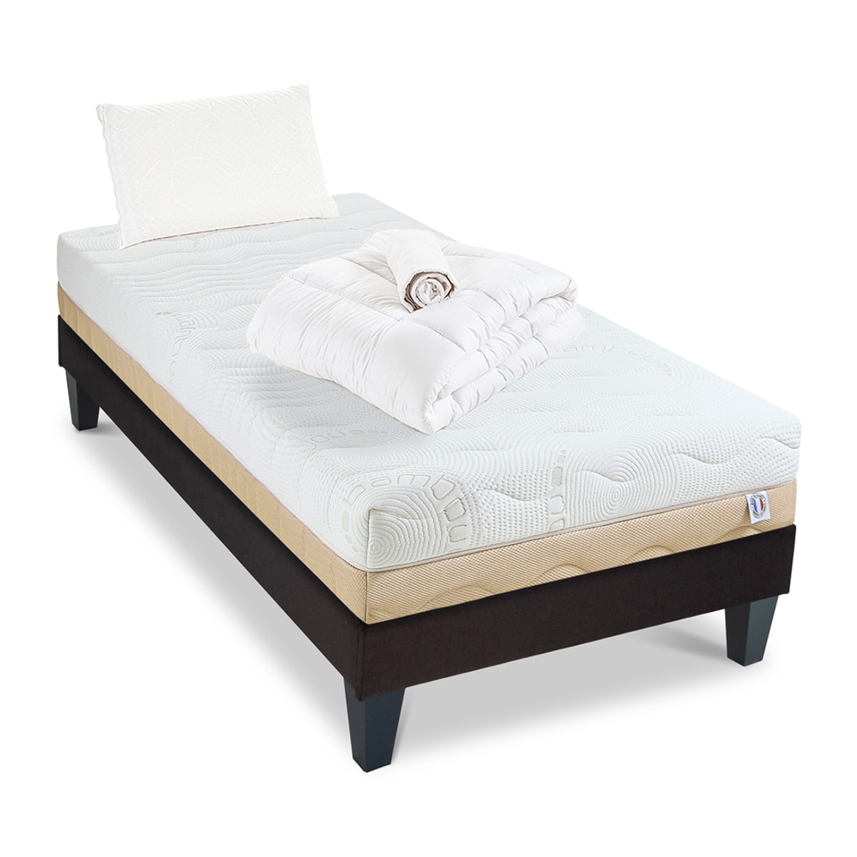 Ensemble Matelas Châtelet & Sommier KIT15, 24 cm, Mémoire de Forme Haute Densité, Soutien Ferme