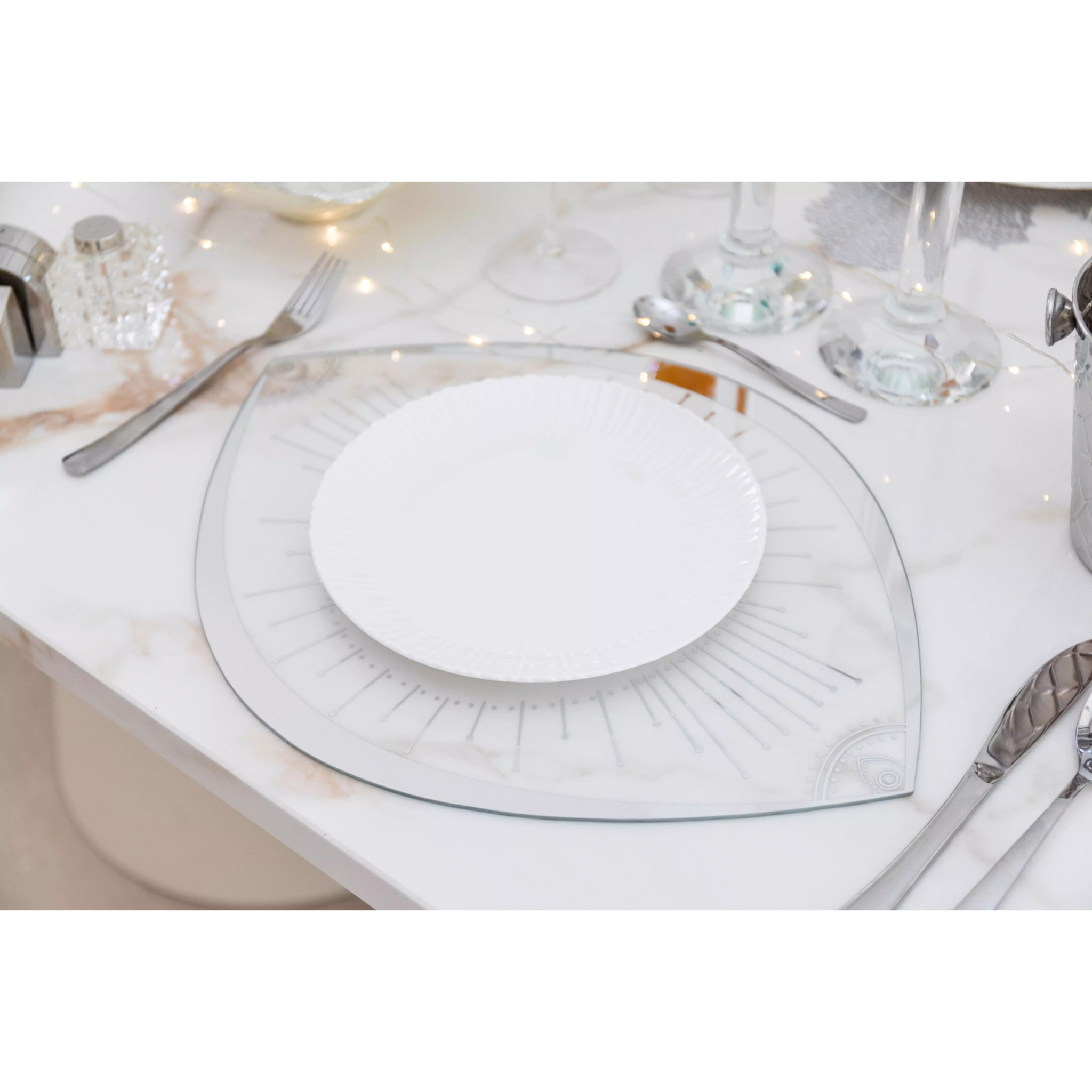 Lot de 6 Dessous d'assiette ?il en verre transparent 43x33cm
