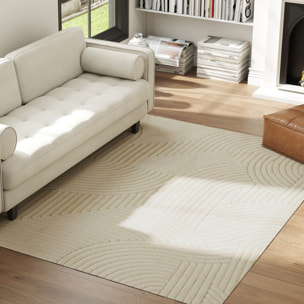 Alfombra Salón 230x160 cm Alfombra Pelo Corto Estilo Moderno Base Antideslizante Tejida a Máquina Tapete para Sala de Estar Dormitorio Comedor Crema
