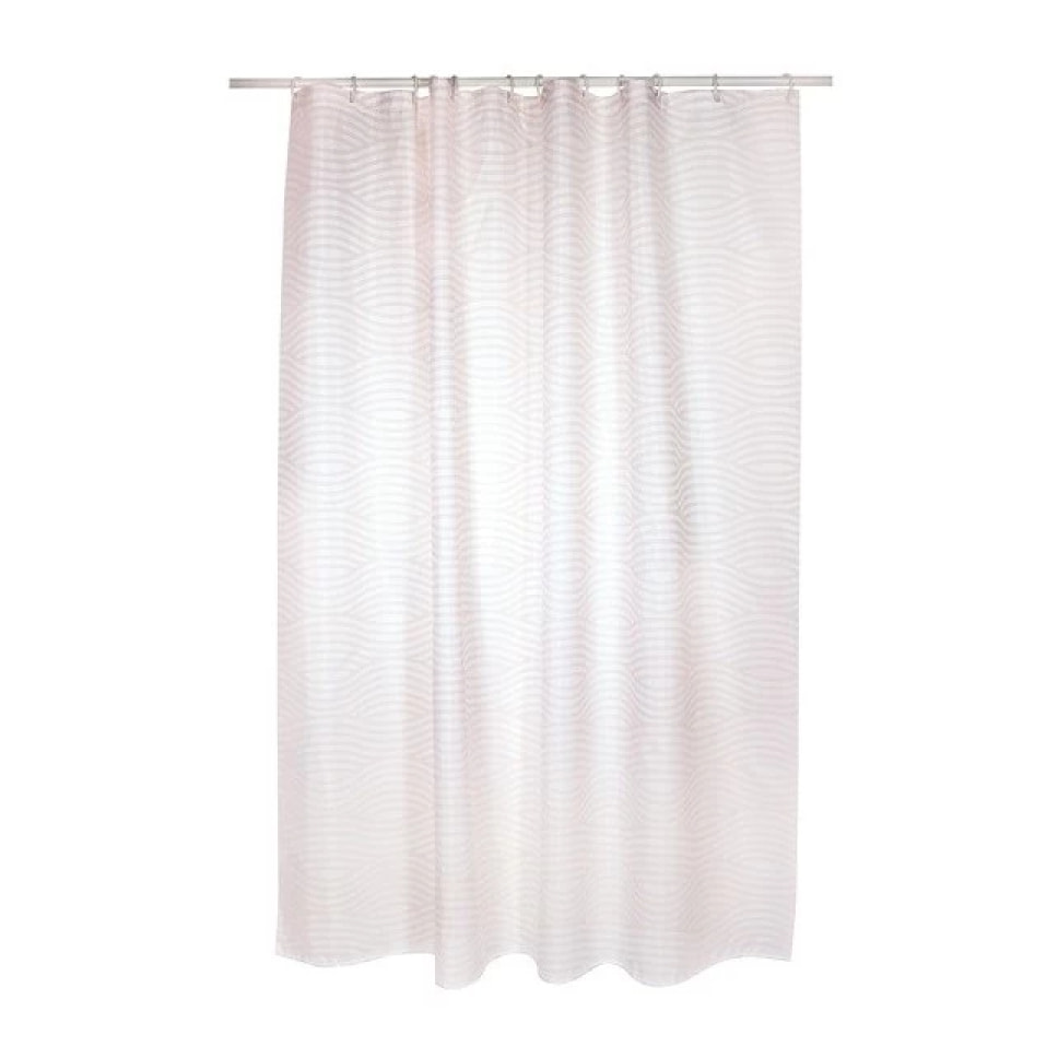 MSV Rideau de douche Polyester WAVE 180x200cm QUALITE PREMIUM Rose Pastel - Anneaux inclus