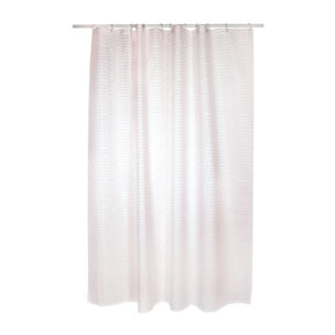 MSV Rideau de douche Polyester WAVE 180x200cm QUALITE PREMIUM Rose Pastel - Anneaux inclus