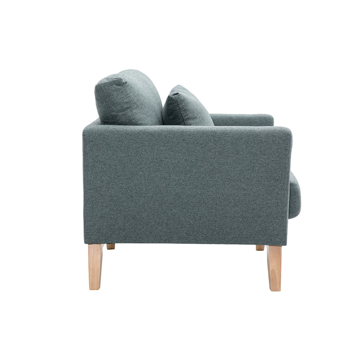 Fauteuil scandinave déhoussable en tissu vert de gris et bois clair OSLO