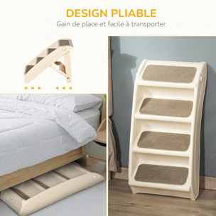 Escalier pour chien pliant 4 marches antidérapantes 10 Kg max. PP beige