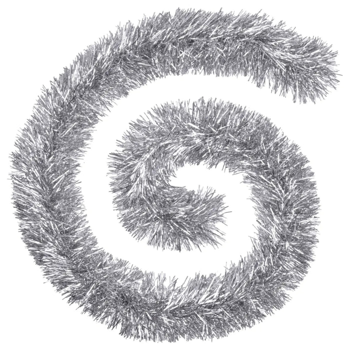 Guirlande de noël "Boa" brin fin argent et blanc 150x8x2m