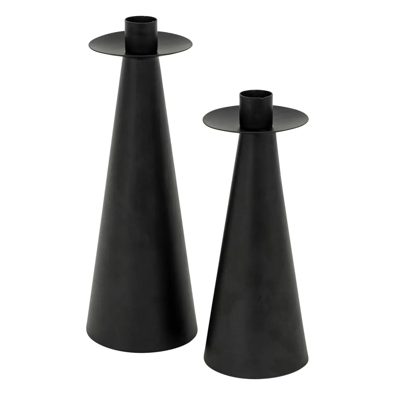 Set de 2 bougeoirs Automne métal noir H20/24cm
