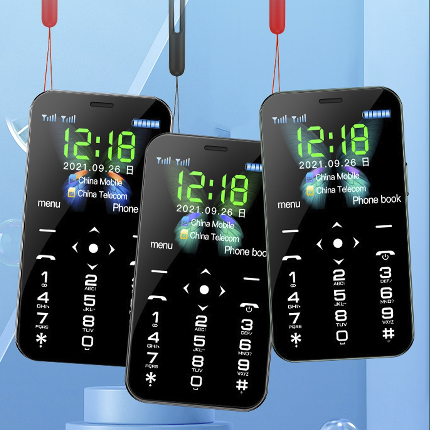 DAM Telefono cellulare  Mini D13 3G, 128 MB di ROM. Schermo da 1,8''. Doppia scheda SIM. 3,9x0,9x8,2 centimetri. Colore: verde scuro