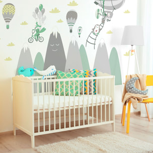 Stickers muraux enfants - Décoration chambre bébé - Autocollant Sticker mural géant enfant montagnes scandinaves ANIMAUX SALTIMBANQUES