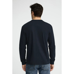 Maglietta blu marino a maniche lunghe, fit dritto con ricamo Rigby Go