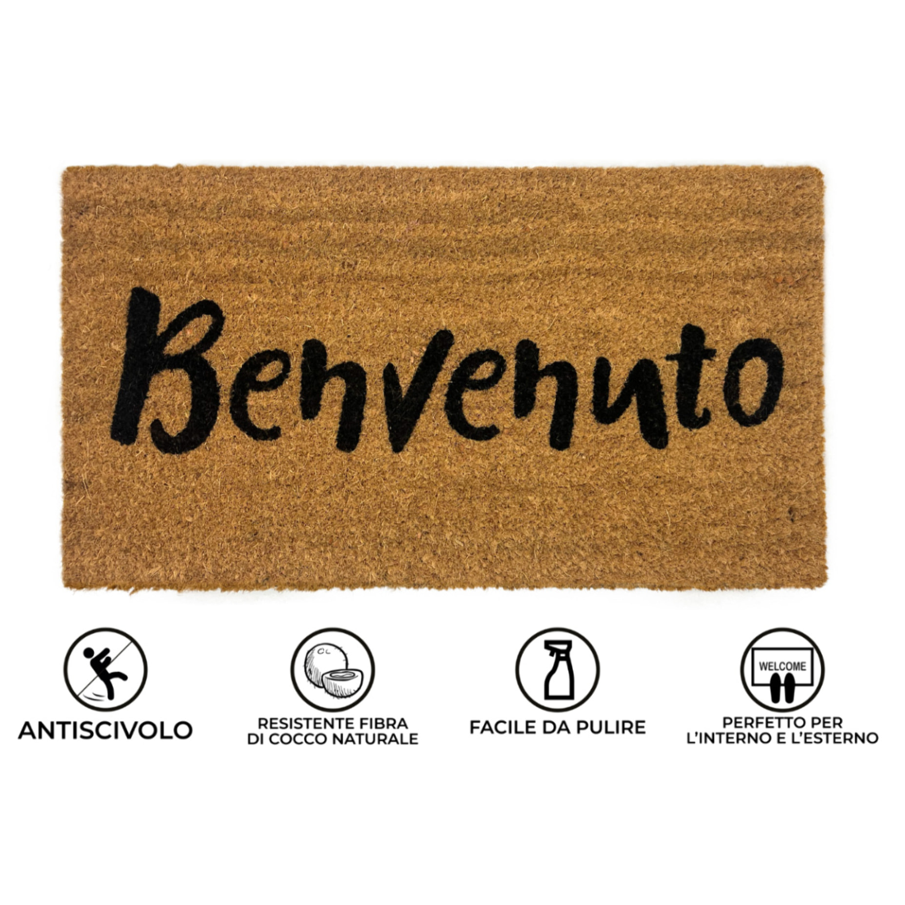 Zerbino Ingresso Casa Antiscivolo In Cocco Scritte Divertenti Benventuto