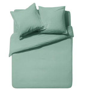 Housse de couette unie en coton lavé, Made in France, SOFT LINE , Vert Fumée