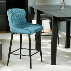 Chaise de bar velours bleu (lot de 2) ARLINGTON