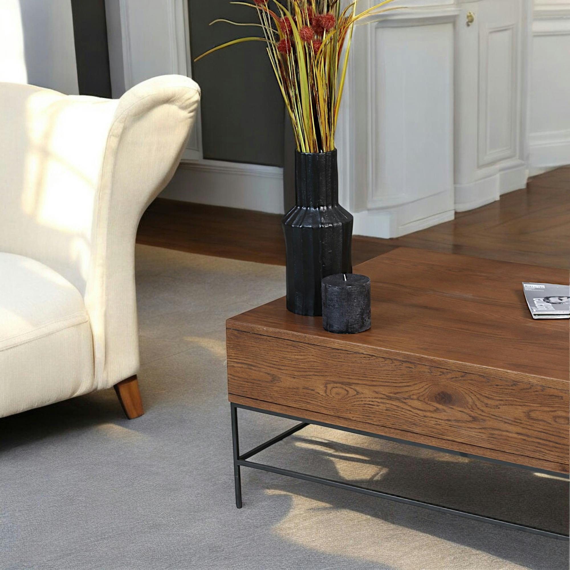 Table basse plateau relevable en chêne OKA