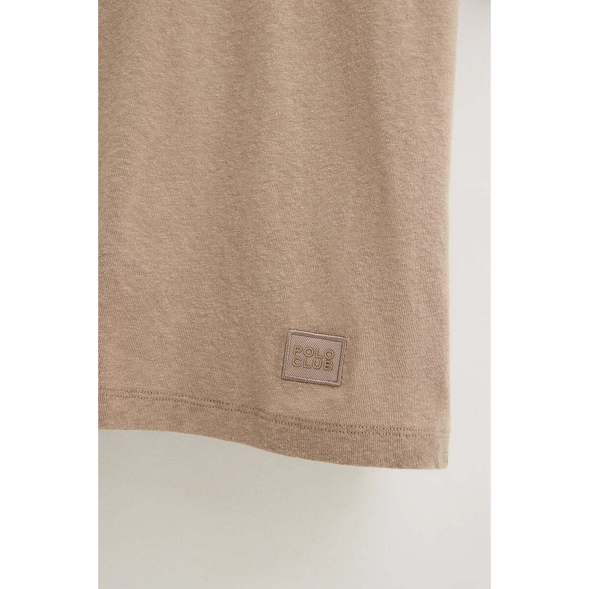 Camiseta cotolino marrón claro de manga corta con logo Polo Club