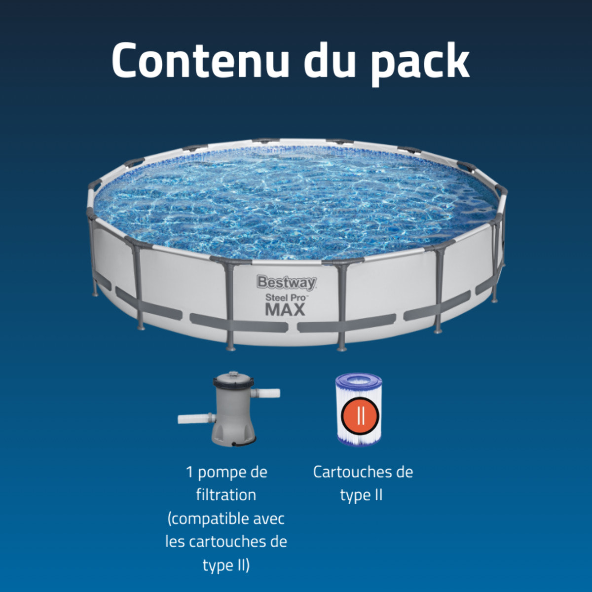 Bestway Piscine hors sol tubulaire ronde Bestway Steel Pro Max 427 x 84 cm gris clair