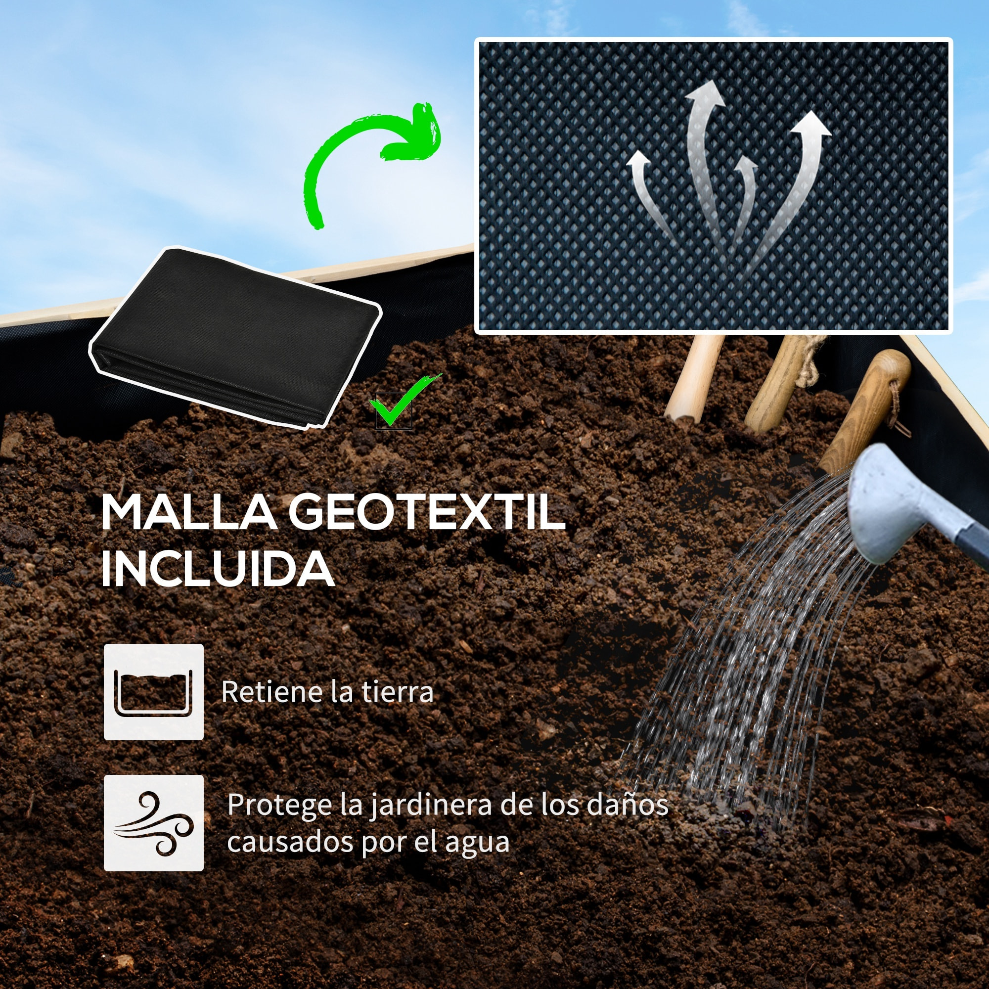 Jardinera de Madera con Ruedas Macetero de Jardín Jardinera de Cultivo con Orificios de Drenaje y Tela no Tejida para Cultivo Flores Plantas en Exterior Terraza 89x48x47 cm Natural