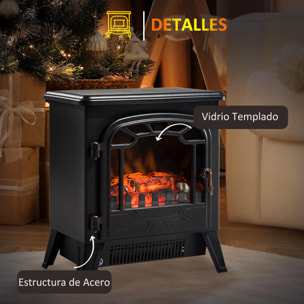 Chimenea Eléctrica Estufa Calefactor Eléctrica con Termostato 900W/1800W Acero